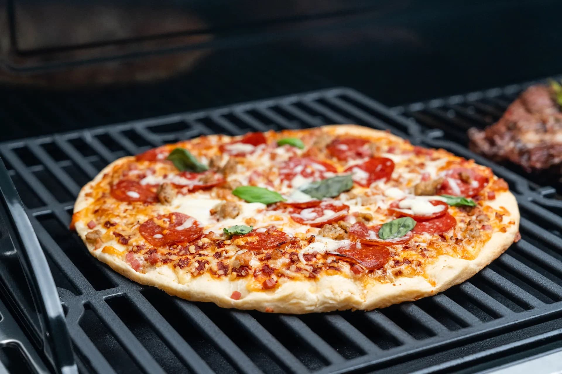 Wood-Fired Pepperoni and Sausage Grill Pizza