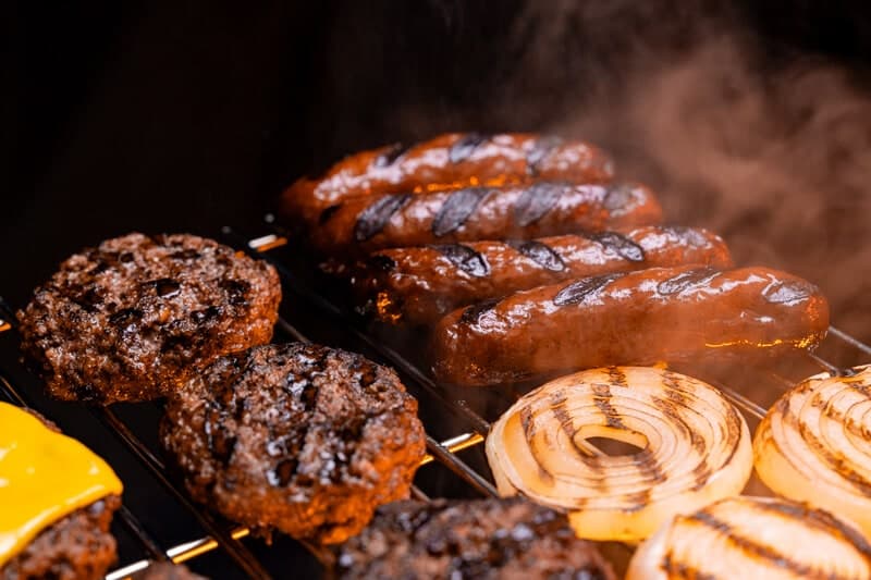 Smoked Bratwurst and Char-Grilled Burger Feast