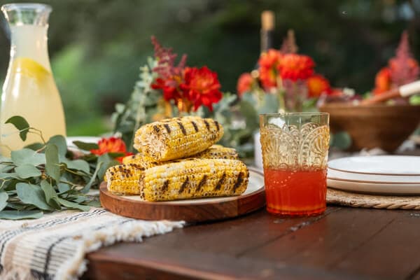 Charred Sweet Corn with Backyard Summer Lemonade