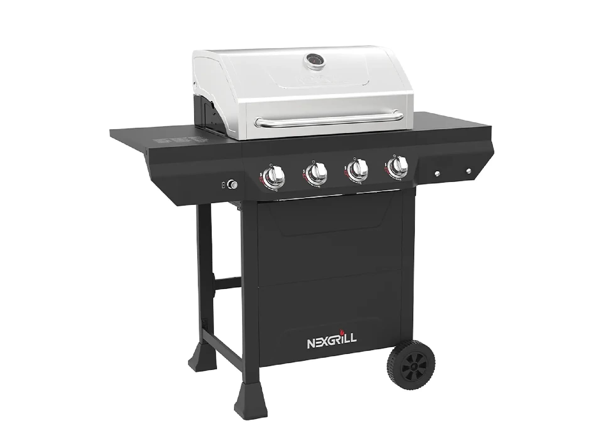 Nexgrill 4-Burner Propane Gas Grill in Black with Stainless Steal main lid